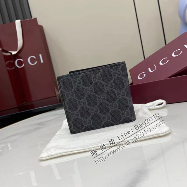 Gucci專櫃古馳最新款Emblem系列雙折錢包男士短夾錢包 jh2693型號：821201
